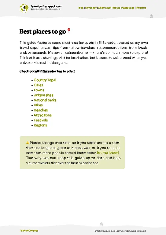 example page 5 from our offline Travel Guide for El Salvador